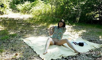 Czech small tits Charlie masturbation in the nature